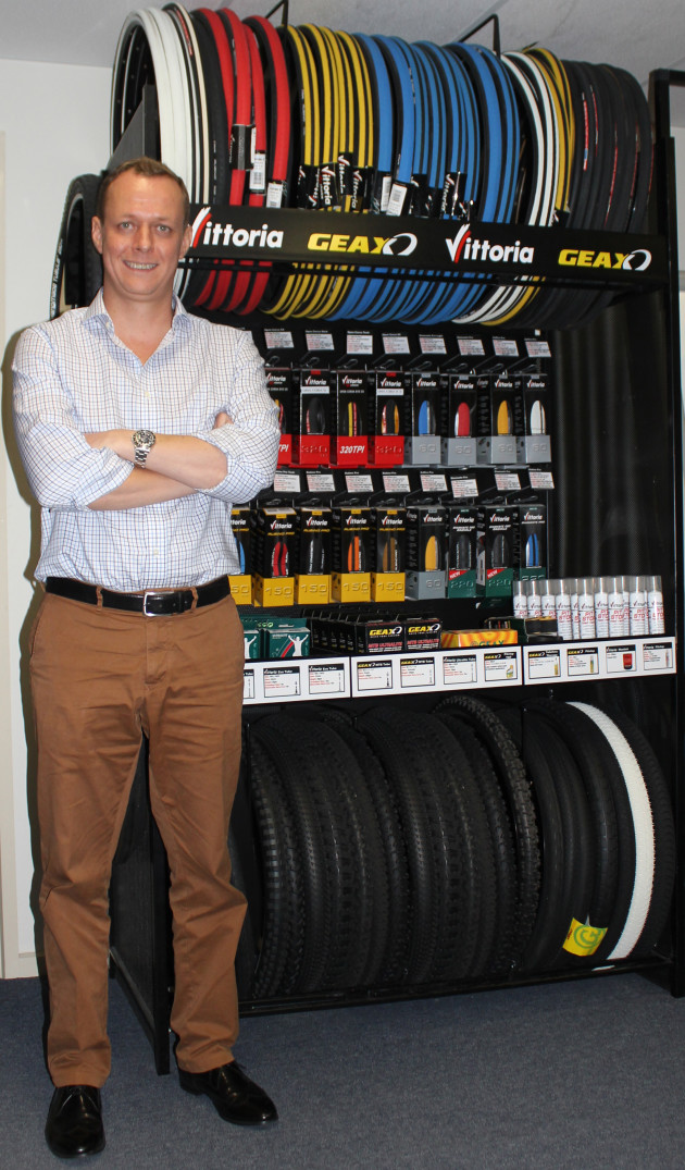 Willem Campagne in front of a point of sale unit that has been widely installed by bicycle dealers around Australia over the years.